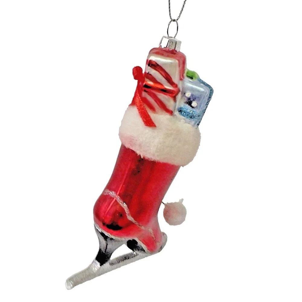 Christopher Radco Christmas‎ Ornament Red  Vintage Shine Sparkle Presents Silver